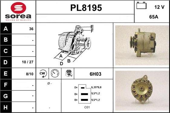 SNRA PL8195 - Генератор vvparts.bg