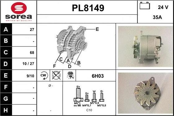 SNRA PL8149 - Генератор vvparts.bg