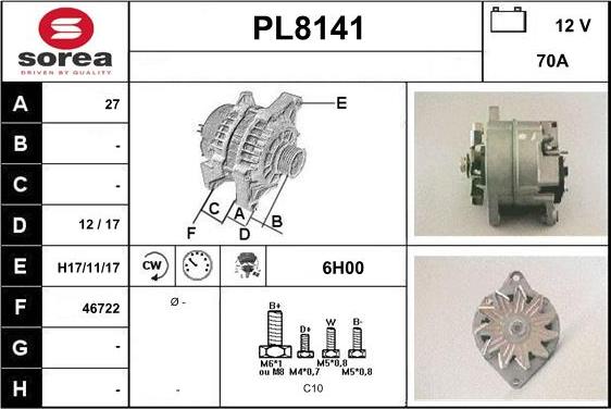 SNRA PL8141 - Генератор vvparts.bg