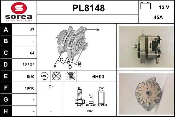 SNRA PL8148 - Генератор vvparts.bg