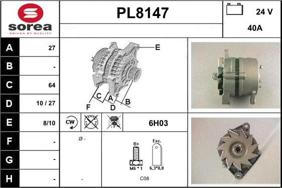 SNRA PL8147 - Генератор vvparts.bg