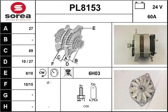 SNRA PL8153 - Генератор vvparts.bg