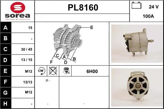 SNRA PL8160 - Генератор vvparts.bg