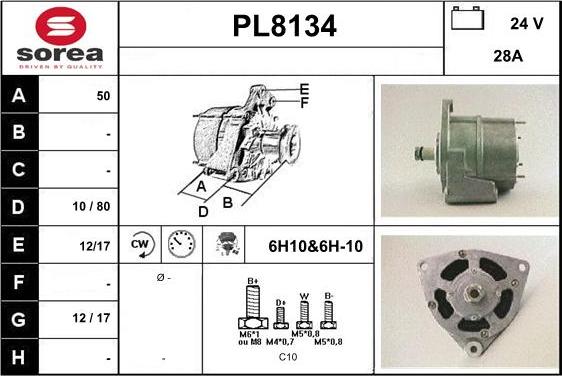 SNRA PL8134 - Генератор vvparts.bg