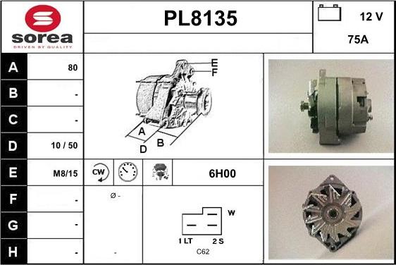 SNRA PL8135 - Генератор vvparts.bg