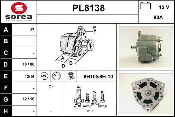 SNRA PL8138 - Генератор vvparts.bg