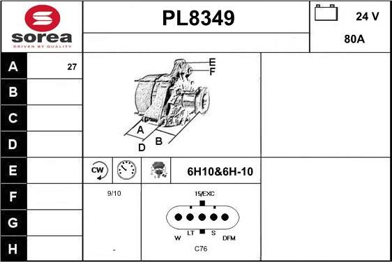 SNRA PL8349 - Генератор vvparts.bg