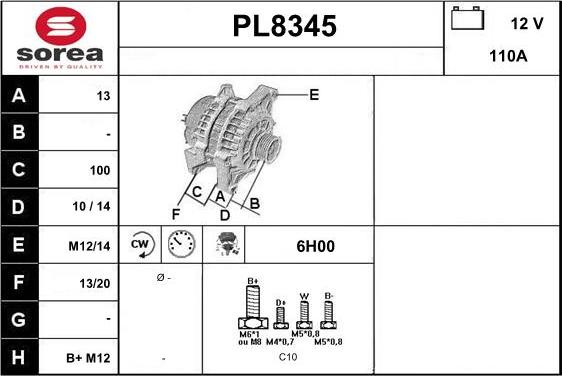 SNRA PL8345 - Генератор vvparts.bg