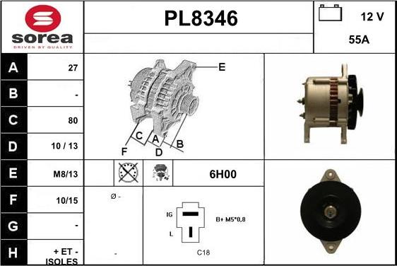 SNRA PL8346 - Генератор vvparts.bg