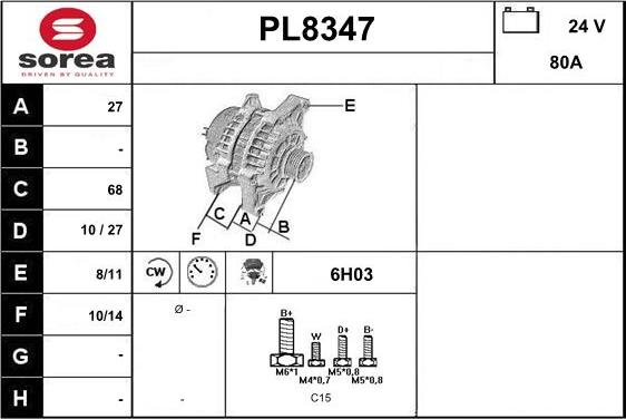 SNRA PL8347 - Генератор vvparts.bg