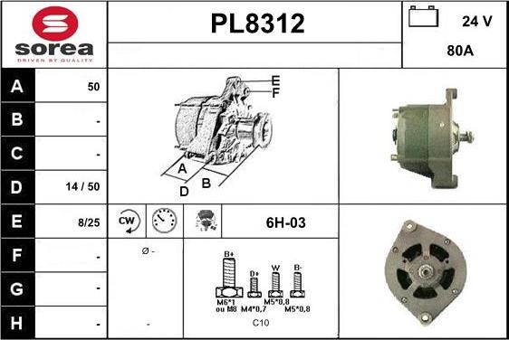 SNRA PL8312 - Генератор vvparts.bg