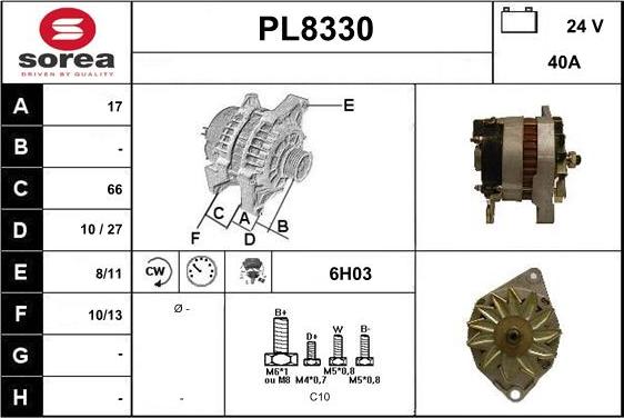 SNRA PL8330 - Генератор vvparts.bg