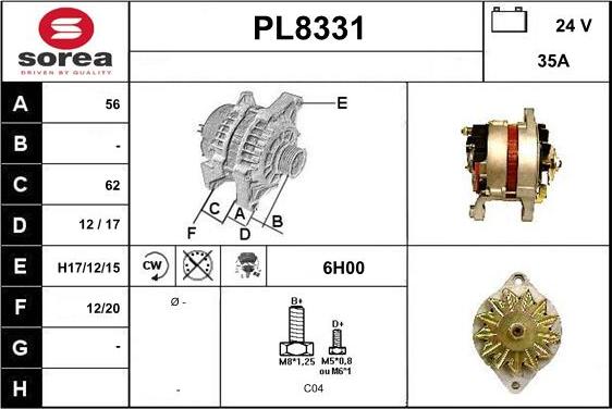 SNRA PL8331 - Генератор vvparts.bg