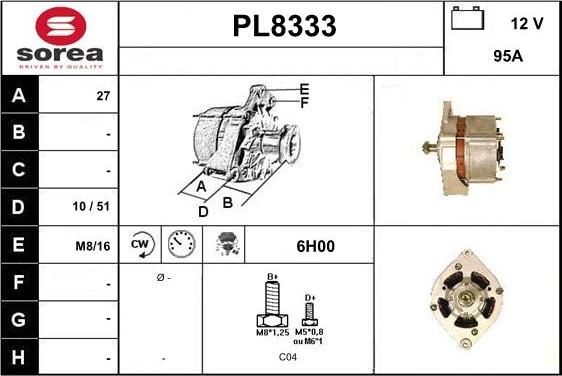 SNRA PL8333 - Генератор vvparts.bg