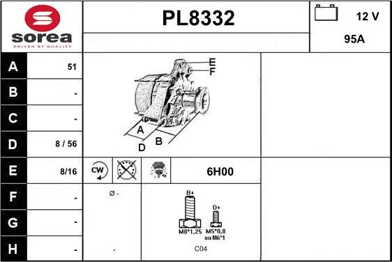 SNRA PL8332 - Генератор vvparts.bg