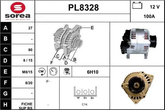 SNRA PL8328 - Генератор vvparts.bg