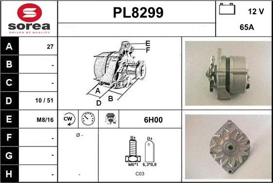 SNRA PL8299 - Генератор vvparts.bg