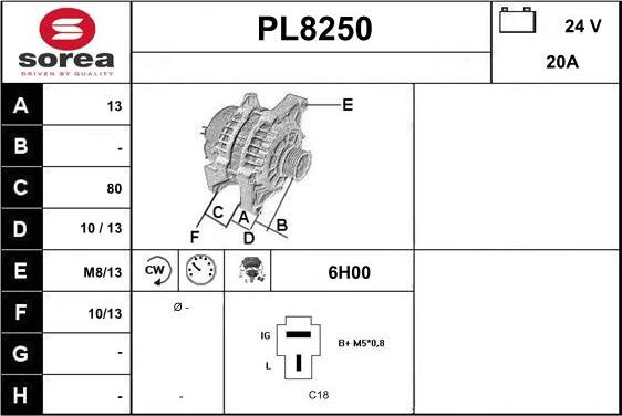 SNRA PL8250 - Генератор vvparts.bg