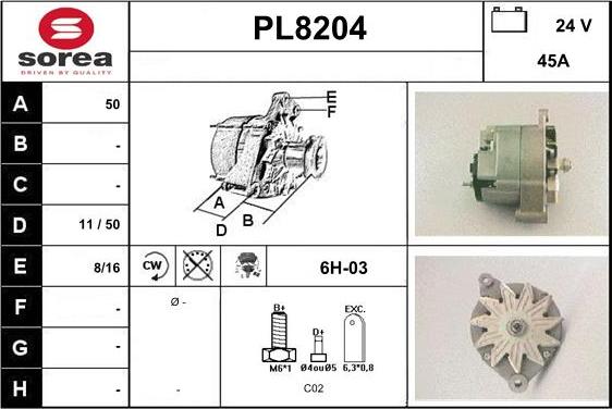 SNRA PL8204 - Генератор vvparts.bg