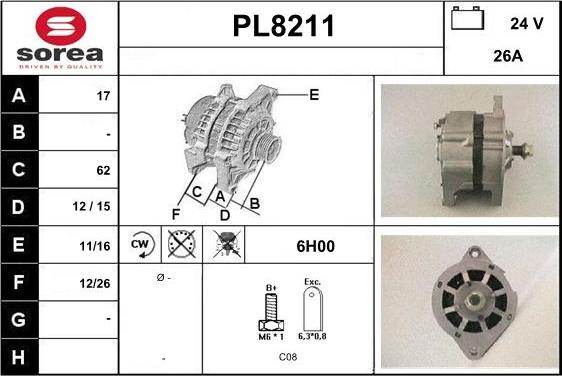 SNRA PL8211 - Генератор vvparts.bg