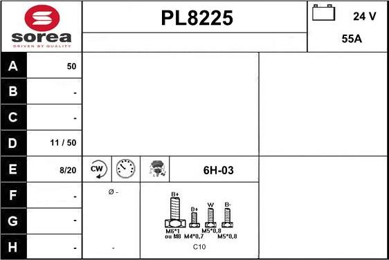 SNRA PL8225 - Генератор vvparts.bg