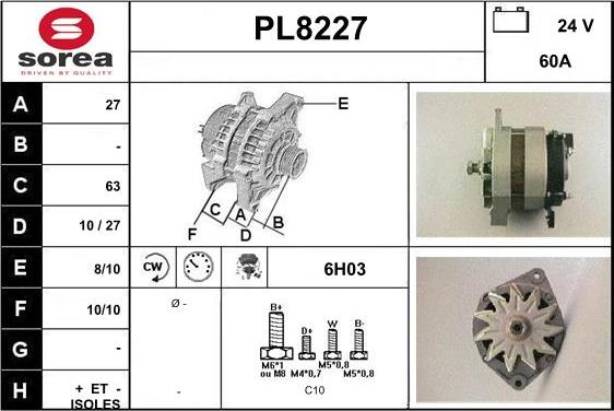 SNRA PL8227 - Генератор vvparts.bg