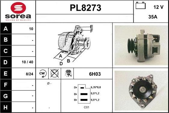 SNRA PL8273 - Генератор vvparts.bg