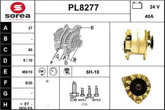 SNRA PL8277 - Генератор vvparts.bg