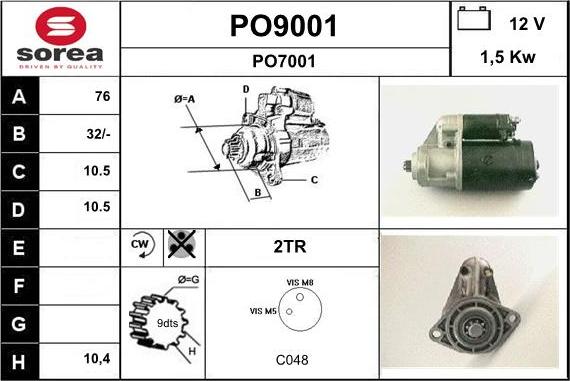 SNRA PO9001 - Стартер vvparts.bg