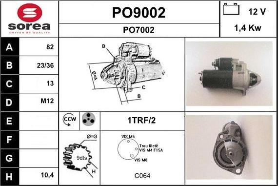 SNRA PO9002 - Стартер vvparts.bg