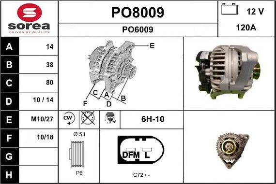 SNRA PO8009 - Генератор vvparts.bg