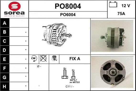 SNRA PO8004 - Генератор vvparts.bg