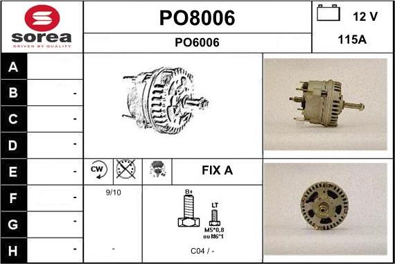 SNRA PO8006 - Генератор vvparts.bg