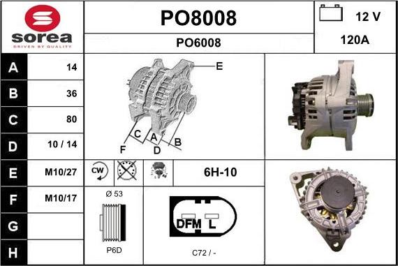 SNRA PO8008 - Генератор vvparts.bg