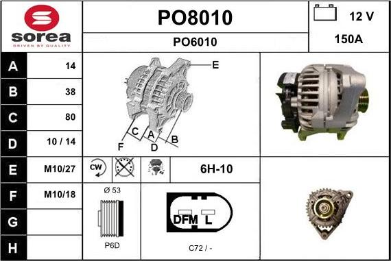 SNRA PO8010 - Генератор vvparts.bg