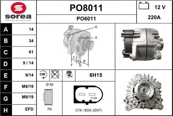 SNRA PO8011 - Генератор vvparts.bg