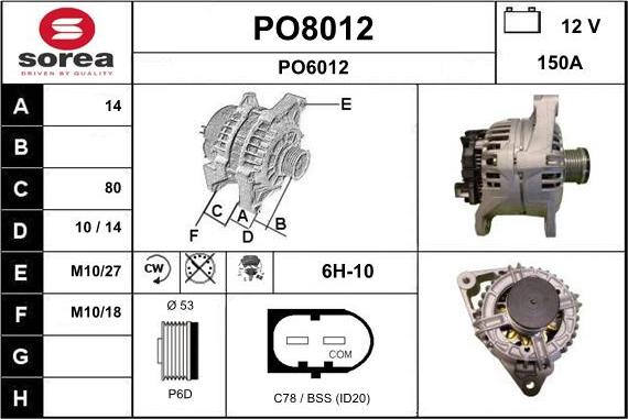 SNRA PO8012 - Генератор vvparts.bg