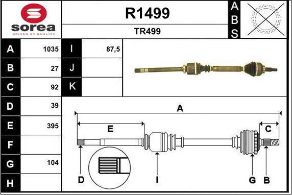 SNRA R1499 - Полуоска vvparts.bg