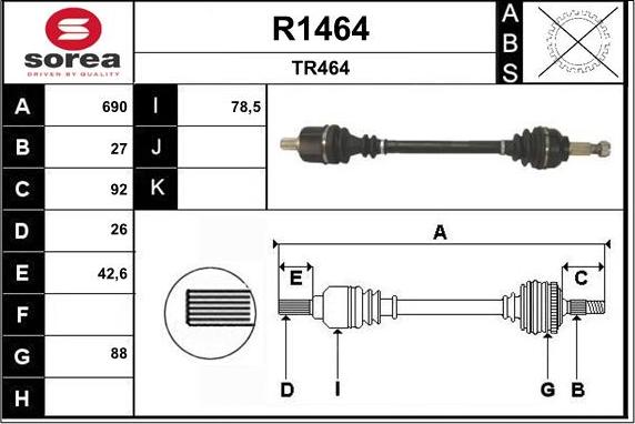 SNRA R1464 - Полуоска vvparts.bg