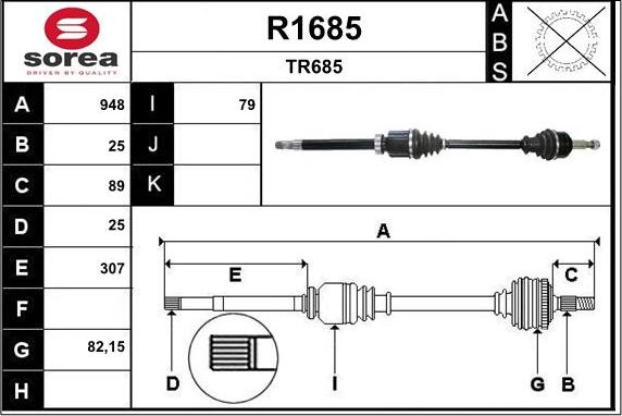 SNRA R1685 - Полуоска vvparts.bg