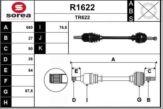 SNRA R1622 - Полуоска vvparts.bg