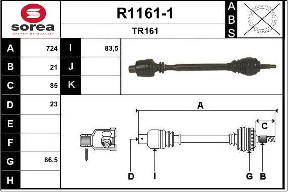 SNRA R1161-1 - Полуоска vvparts.bg