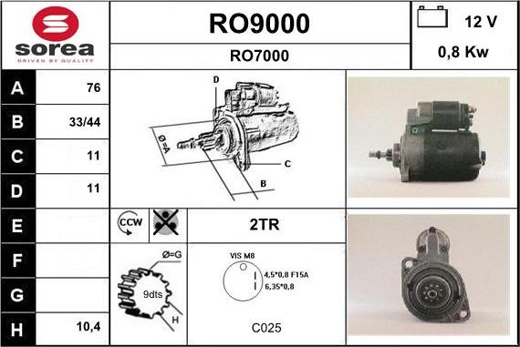 SNRA RO9000 - Стартер vvparts.bg