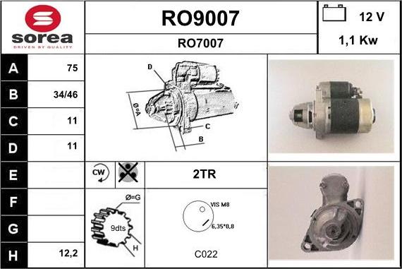 SNRA RO9007 - Стартер vvparts.bg