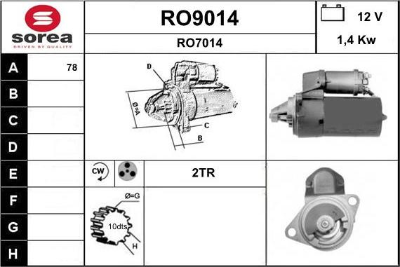 SNRA RO9014 - Стартер vvparts.bg