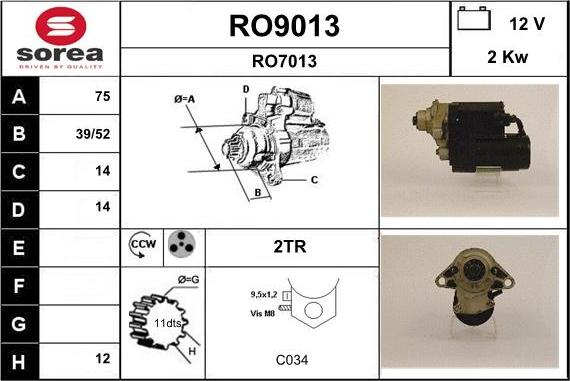 SNRA RO9013 - Стартер vvparts.bg