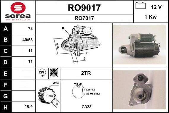 SNRA RO9017 - Стартер vvparts.bg