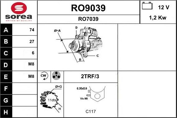 SNRA RO9039 - Стартер vvparts.bg