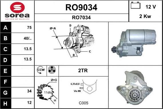 SNRA RO9034 - Стартер vvparts.bg