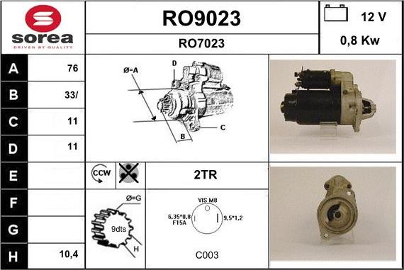 SNRA RO9023 - Стартер vvparts.bg